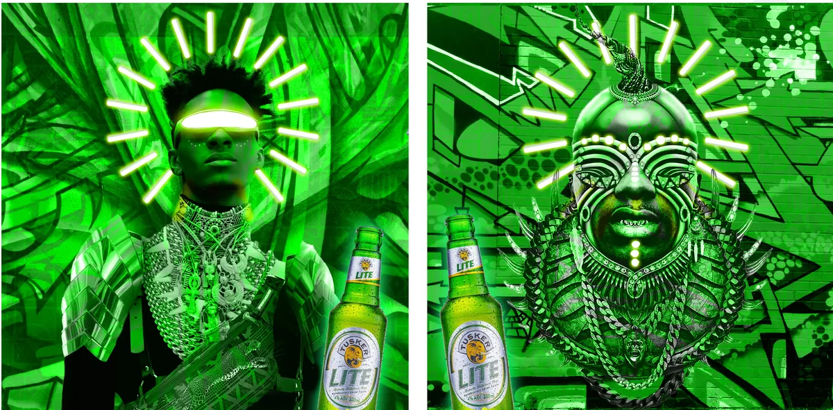 Tusker Lite photo booth and backdrop artwork designed by the Memora team